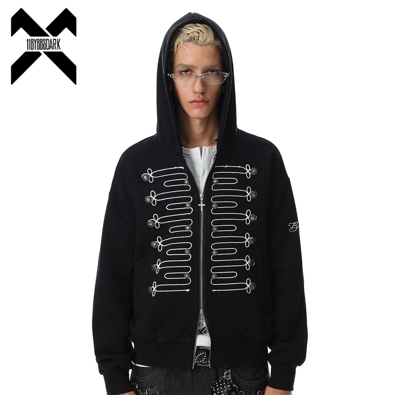 Streetwear Brand Hoodies - เสื้อฮู้ดซิปแบบสตรีทแวร์สำหรับผู้ชายและผู้หญิง สีดำ เสื้อคาร์ดิแกน เสื้อสเวตเชิ้ต ลำลอง ทันสมัย