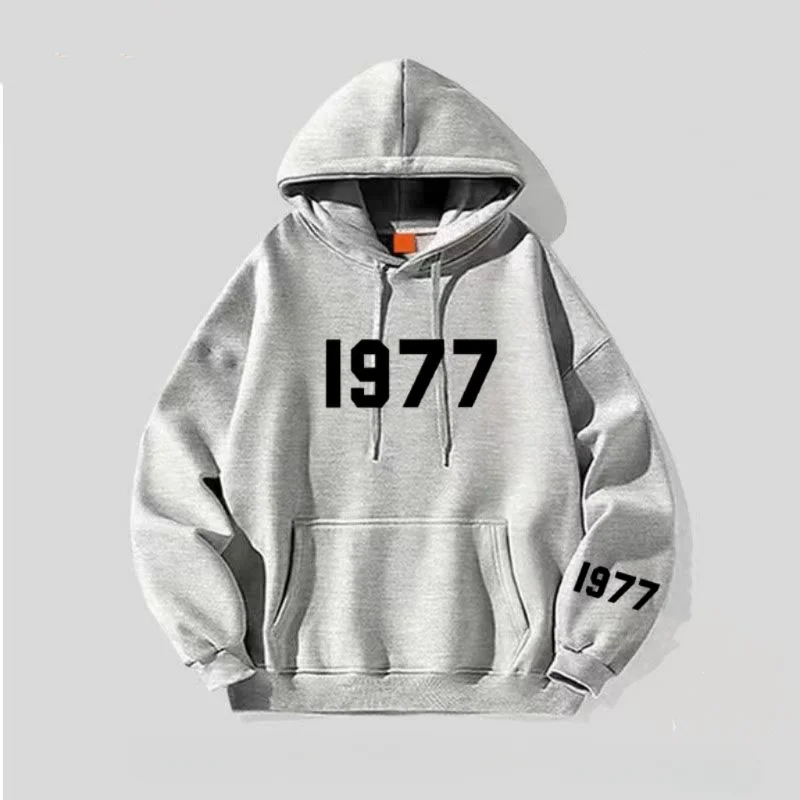 Streetwear Brand Hoodies - เสื้อฮู้ดดี้โอเวอร์ไซส์ลายกราฟิกแบรนด์หรู รุ่นปี 1977 สำหรับผู้ชายและผู้หญิง เนื้อผ้านุ่ม สไตล์สตรีทแวร์
