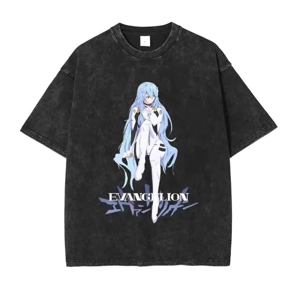 Brand Of Streetwear - เสื้อยืดโอเวอร์ไซส์ผู้ชาย เสื้อผ้า EVA อนิเมะ สตรีทแวร์ แบรนด์วินเทจ
