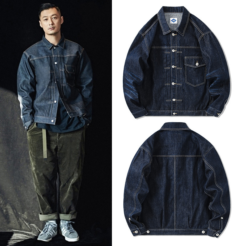 Brand Of Streetwear - Tide แบรนด์กางเกงยีนส์สีน้ำเงินเข้มแจ็คเก็ต Casual Retro กางเกงยีนส์เสื้ออเมริกัน Cargo