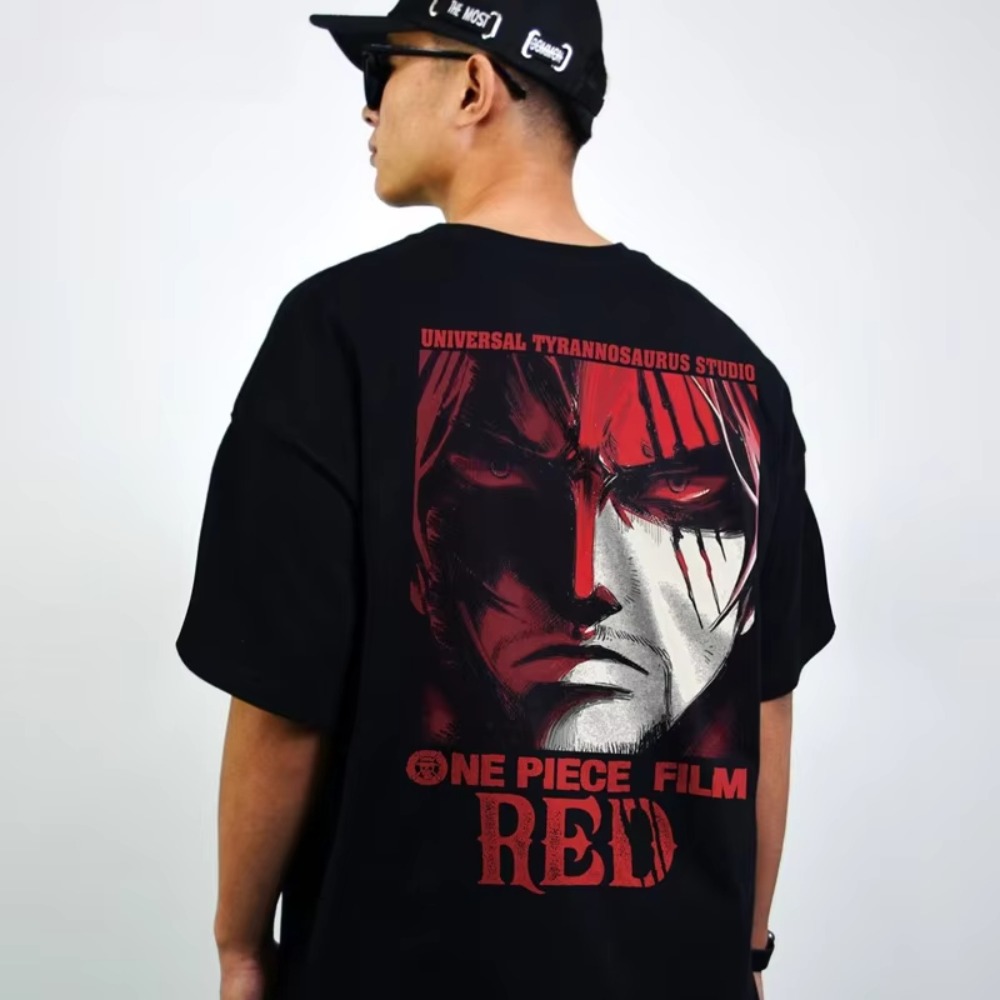 Streetwear Brand In Japan - เสื้อยืดลายวันพีซสีแดง ปี 2025 เสื้อผ้าฤดูร้อนสำหรับผู้ชาย เสื้อยืดโอเวอร์ไซส์แขนสั้นสำหรับผู้หญิง เสื้อยืดลำลองสไตล์อนิเมะ
