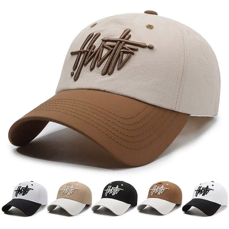 Cap Streetwear Brand - หมวกเบสบอลปักลายตัวอักษรสามมิติแบบแห้งเร็วสไตล์สตรีทแวร์สำหรับผู้หญิง หมวกเบสบอลแบรนด์ทันสมัยแบบนุ่มสำหรับผู้ชาย