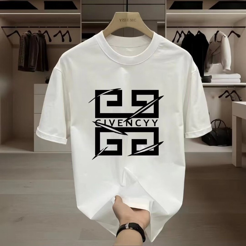 Brand Of Streetwear - 2026 เสื้อยืดพิมพ์ลายโลโก้แบรนด์ GIVENCY สำหรับผู้ชาย เสื้อยืดแขนสั้นผ้าฝ้าย เสื้อแฟชั่นแนวสตรีทพร้อมดีไซน์กราฟิกสีขาว