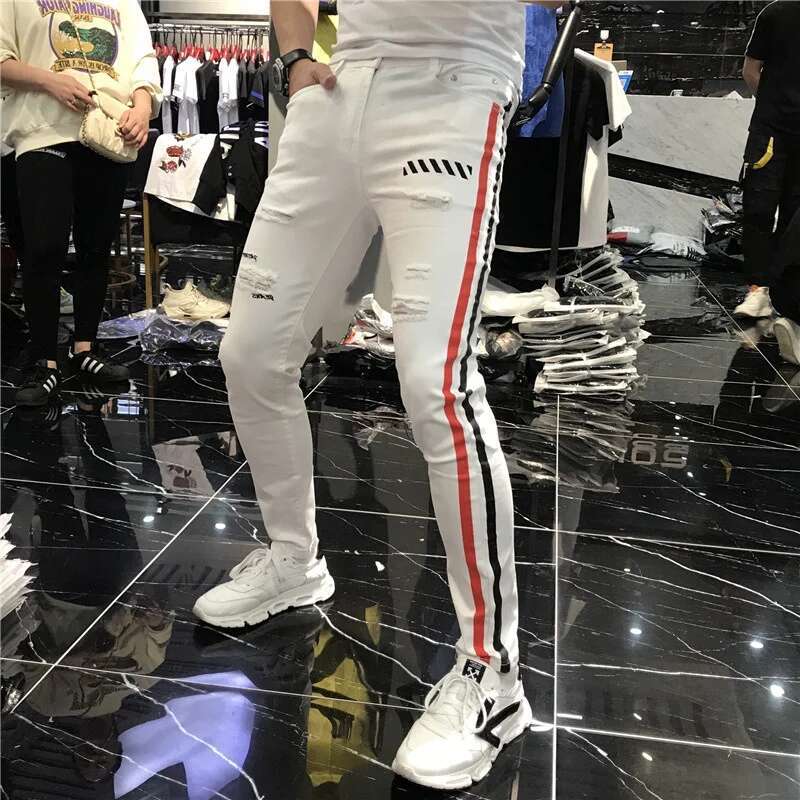 ยืดกางเกงยีนส์ฤดูใบไม้ผลิ2021ก - Streetwear Brand Joggers บทวิจารณ์และราคา