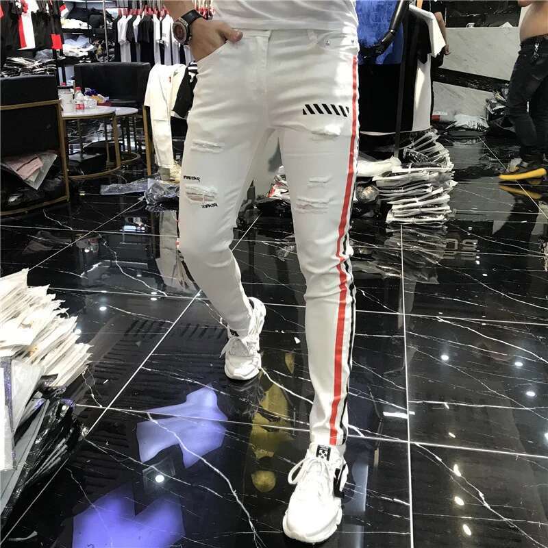ยืดกางเกงยีนส์ฤดูใบไม้ผลิ2021ก - Streetwear Brand Joggers บทวิจารณ์และราคา