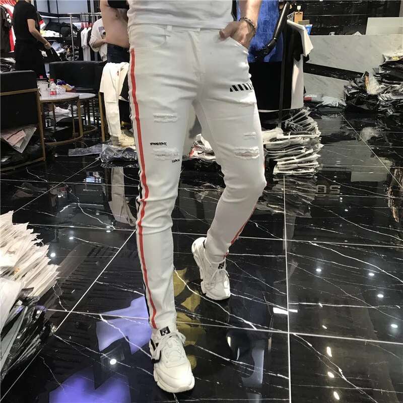 ยืดกางเกงยีนส์ฤดูใบไม้ผลิ2021ก - Streetwear Brand Joggers บทวิจารณ์และราคา