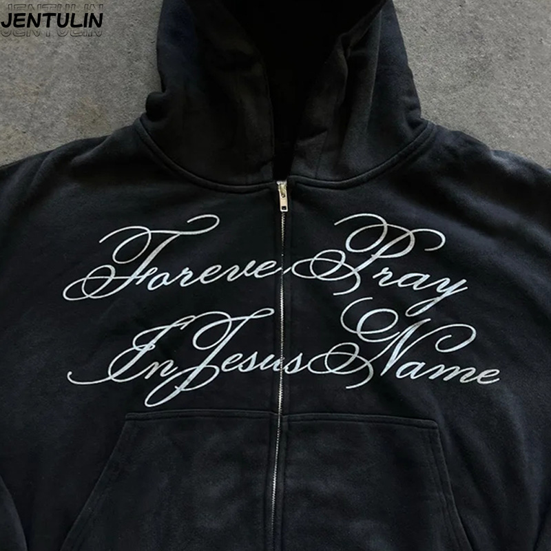 เสื้อฮู้ดซิปหลวมสไตล์เรโทรพิมพ - Streetwear Brand Aesthetic บทวิจารณ์และราคา